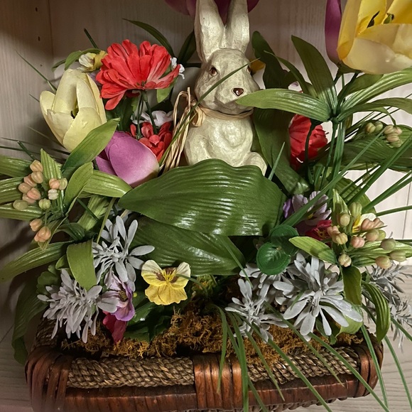18” Vintage Paper Mache Large Bunny in Floral Vintage...